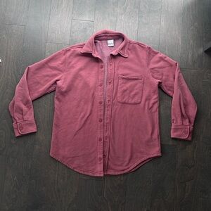 TNA Cozy Fleece Boyfriend Button Up Size Small